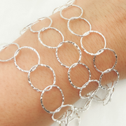 Sterling Silver Hammered Round Link Chains